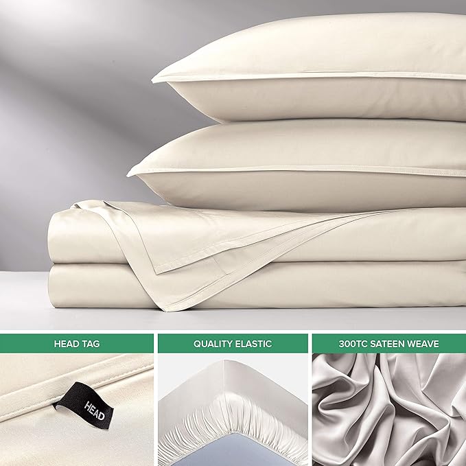 Full Sheets by Pure Bamboo, Genuine 100% Organic Viscose Derived from Bamboo Bed Sheet Set, Luxuriously Soft & Cooling, Double Stitching, Lifetime Quality Promise (Full, Ivory)