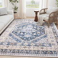 zesthome 5x7 Area Rugs - Ultra-Thin Washble Rug, Stain Resistant Anti Slip Backing Rugs for Living Room,Bedroom, Vintage Home Decor Area Rug (Blue/Beige,5'x7')