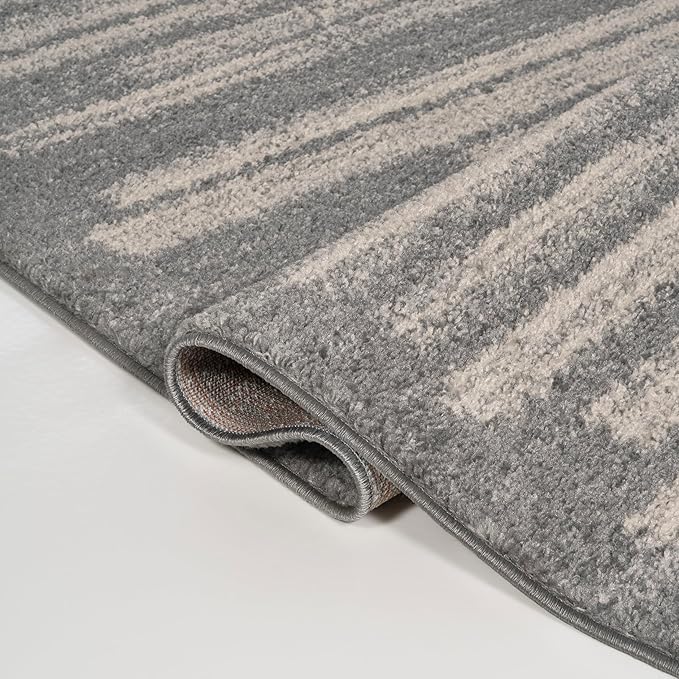 JONATHAN Y Khalil Modern Berber Stripe Gray/Cream Indoor Area Rug, 8x10, Contemporary, Bohemian, Easy-Cleaning for Living Room, Bedroom, Kitchen, Pet Friendly, Non-Shedding (MOH207G-8)