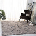 SAFAVIEH Florida Shag Collection Area Rug - 4' Square, Grey & Light Blue, Scroll Design, Non-Shedding & Easy Care, 1.2-inch Thick Ideal for High Traffic Areas in Living Room, Bedroom (SG455-1160)