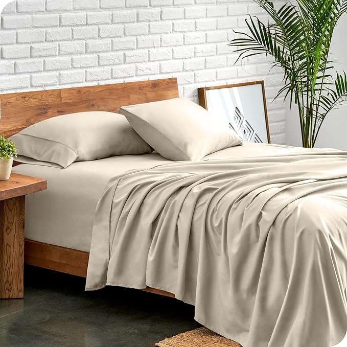 Bare Home Twin XL Sheet Set - College Dorm Size - Luxury 1800 Ultra-Soft Microfiber Twin Extra Long Bed Sheets - Deep Pockets - Easy Fit - Extra Soft - 3 Piece Set - Bed Sheets (Twin XL, Sand)
