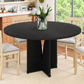 Round Dining Table for 4, 39" Small Dinner Table with Cross Base Round Black Kitchen Tables for Dining Room, Kitchen, Living Room