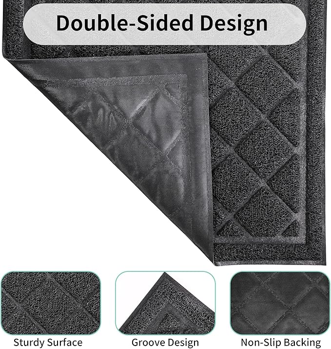 Front Door Mat Indoor Outdoor, 48" x 24" Non Slip Welcome Doormat for Entryway, Heavy Duty Low Profile Entrance Rug for High Traffic Areas, Patio, Outside Entry, Yard, Porch Waterproof