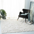 SAFAVIEH Florida Shag Collection Area Rug - 11' Square, Creme & Creme, Scroll Design, Non-Shedding & Easy Care, 1.2-inch Thick Ideal for High Traffic Areas in Living Room, Bedroom (SG455-1111)