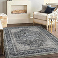Washable Area Rug 4'x6' Traditional Floor Cover Foldable Thin Rugs Retro Kitchen Indoor Distressed Non Slip Carpet Floral Print Mat Bedroom Living Room