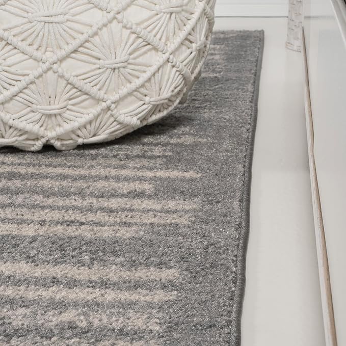 JONATHAN Y Khalil Modern Berber Stripe Gray/Cream Indoor Area Rug, 5x8, Contemporary, Bohemian, Easy-Cleaning for Living Room, Bedroom, Kitchen, Pet Friendly, Non-Shedding (MOH207G-5)