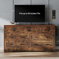 YITAHOME Rustic Brown Drawers TV Stand for 65 inches with Power Outlets -Chest of Drawers Dresser with Side Organizer Bag Entertainment Center TV Console