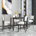 5 Pieces Dining Table Set,Wooden Living Room Furniture with 52" Rectangle Kitchen Desk,4 Upholstered Chairs W/Curved Backrests,for Restaurant,Home Bistro,Espresso and Beige