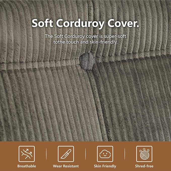 N&V CUBICUS Single Seated Foam Sofa, Armless Floor Sofa with Matching Ottoman, All New Hybrid Foam Design (Frost Gray)