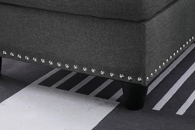 Evan Sectional Sofa or Couch with Ottoman for Living Room, Apartment, Bedroom, Office