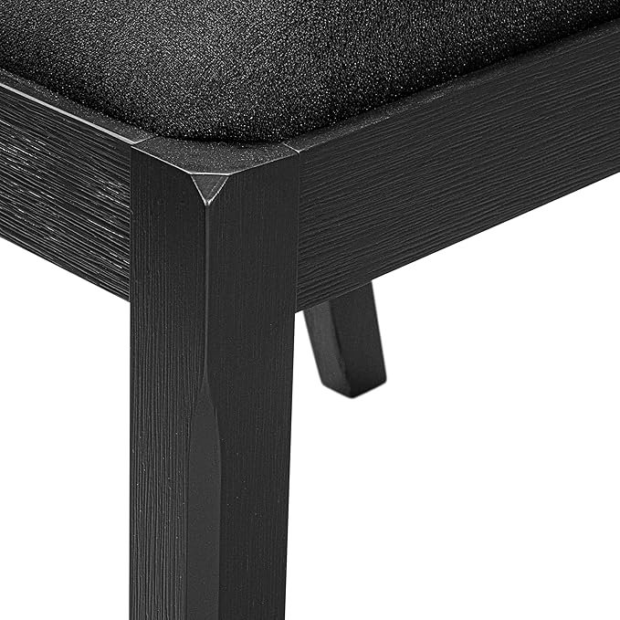 X07X1-B06-24 9-pc Modern Dining Room Table Set a Rectangular Dining Table and 2 wooden Benches and 7 Black Polyester Stackable Chair, 39x120 Inch, Wire Brushed Black