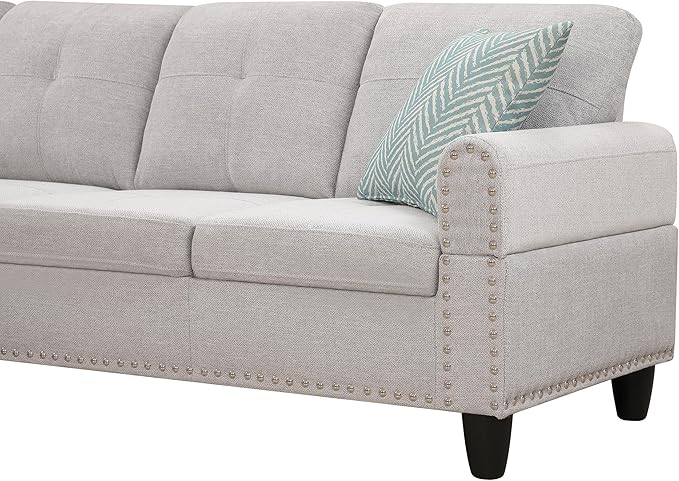 Evan Sectional Sofa or Couch with Ottoman for Living Room, Apartment, Bedroom, Office