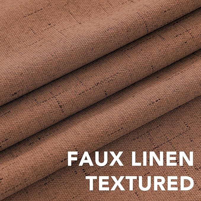 H.VERSAILTEX Linen Blackout Curtains Durable Thick Textured Linen Look 100% Blackout Patio Door Curtain Anti Rust Grommet Extra Wide Sliding Door Curtain Panel, W100 x L84 inch, Washed Spice