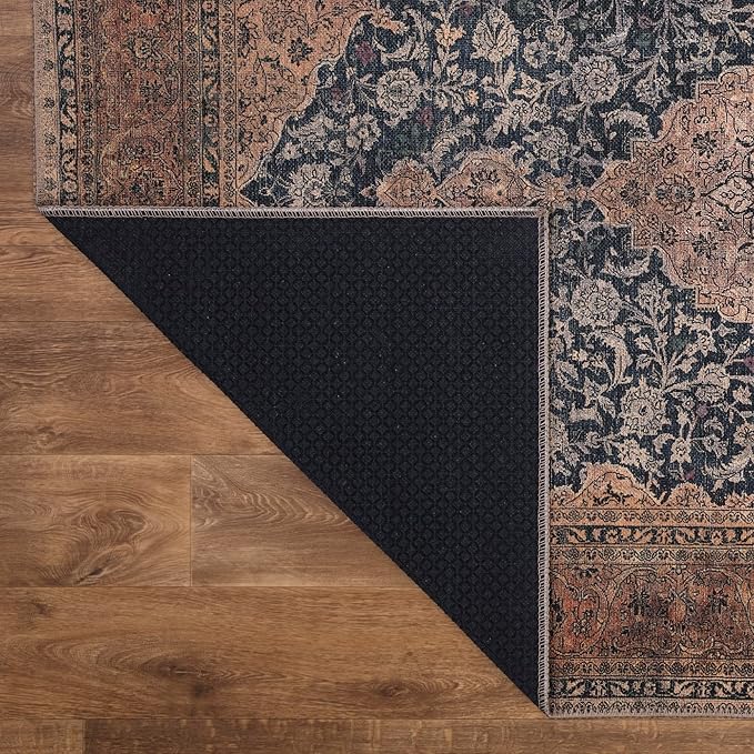 Keen Home Design 2x12 Rug - Machine Washable Runner Rug with Non-Slip Backing, Ideal for Hallway, Entryway, Kitchen, Laundry Room - Vintage, Easy Clean, Durable, Low Pile - (2'6" x 12')