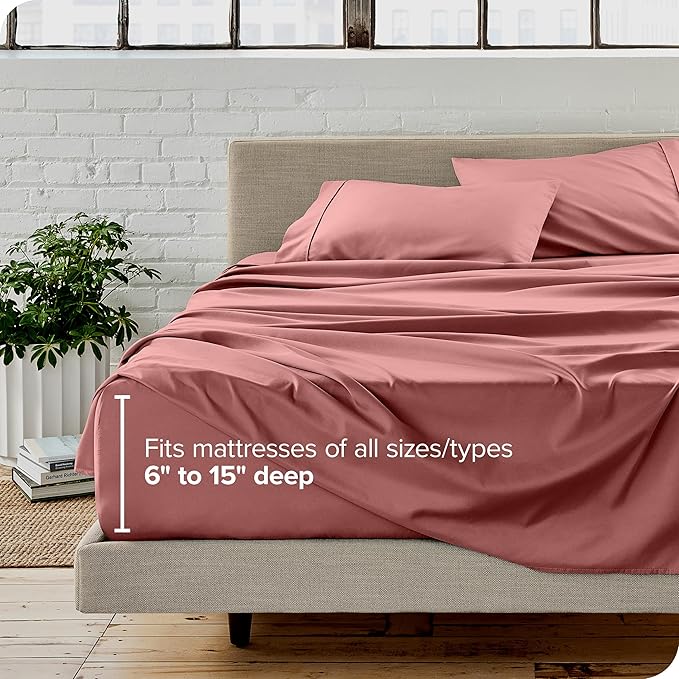 Bare Home California King Sheet Set - 1800 Ultra-Soft Microfiber Bed Sheets - Double Brushed - Deep Pockets - Easy Fit - 4 Piece Set - Bed Sheets (Cal King, Dusty Rose)