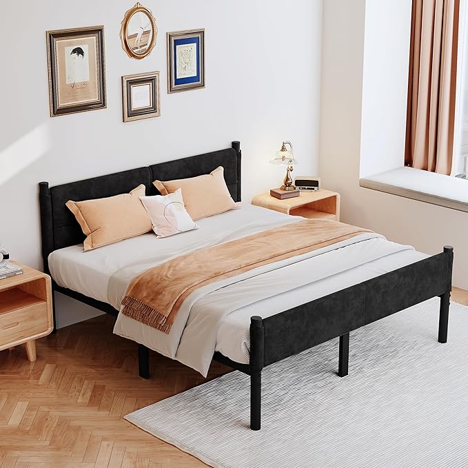 Metal Bed Frame,14Inch Queen Size Bed Frame with Storage Space,Heavy Duty Sturdy Mattress Foundation,Easy Assembly,No Box Spring Needed,Queen