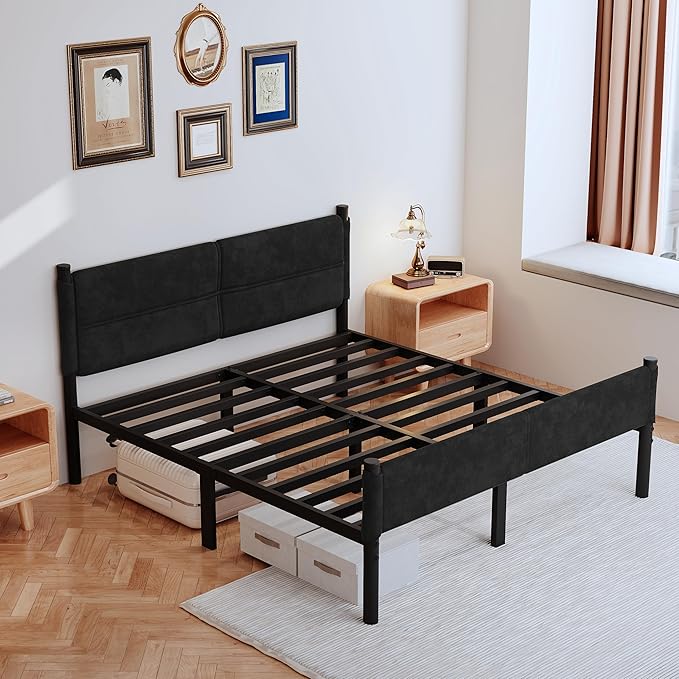 Metal Bed Frame,14Inch Full Size Bed Frame with Storage Space,Heavy Duty Sturdy Mattress Foundation,Easy Assembly,No Box Spring Needed,Full