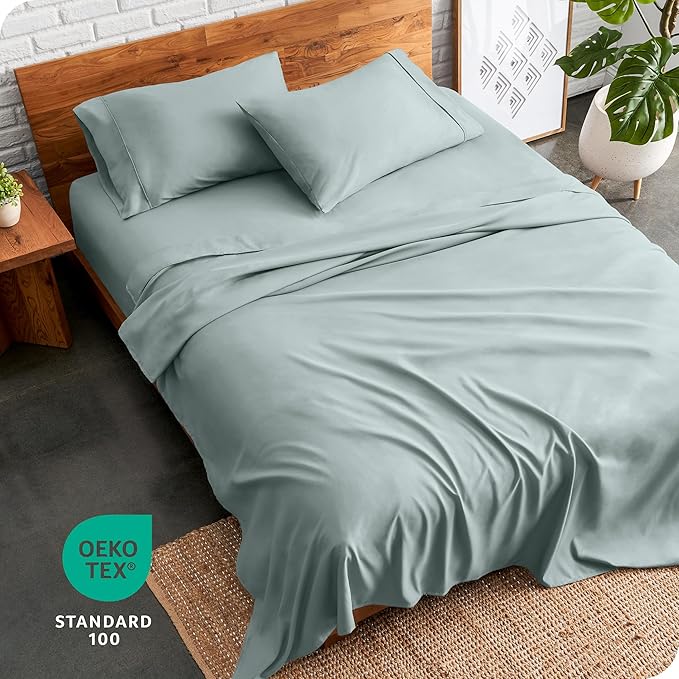 Bare Home Full XL Sheet Set - Luxury 1800 Ultra-Soft Microfiber Full Extra Long Bed Sheets - Double Brushed - Deep Pockets - Easy Fit - 4 Piece Set - Bedding Sheets & Pillowcases (Full XL, Sea Spray)