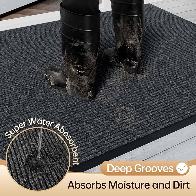 Amyracel Front Door Mat Indoor Outdoor Entrance, 48'' x 96'' All-Season Waterproof Heavy Duty Doormat for Outside Entry, Stain and Fade Resistant, Low Profile, Easy Clean Patio Entryway Mat