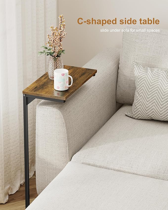 TUTOTAK C Shaped End Table, Tv Tray, Small Side Table, Set of 2, 28.7 inch Tall Couch Table, Tray Table, Sofa Table, Living Room, Bed Room, Brown TB01BB0712