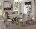 East West Furniture X797FL716-7 7 Piece Dining Table Set Consist of a Rectangle Kitchen Table with X-Legs and 6 Dark Khaki Linen Fabric Upholstered Chairs, 40x72 Inch, Multi-Color