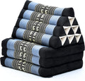 Leewadee - Comfortable Japanese Floor Mattress - Thai Floor Bed with Triangle Cushion - Futon Mattress - Thai Massage Mat, 67 x 21 inches, Blue, Kapok Filling