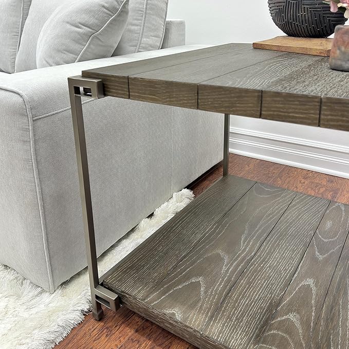 Roundhill Furniture Corbeta Living Room, End Tables, Aged Graphite