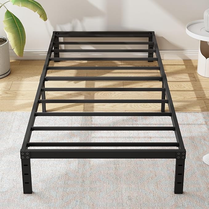 12 Inch Twin XL Size Bed Frames, Heavy Duty Metal Bed Frame Twin XL, No Box Spring Needed, Easy Assembly, Noise-Free, Black