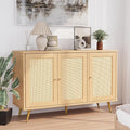 Shintenchi Large Rattan Storage Cabinet, Modern Sideboard Cabinet, Accent Large Storage Space Cabinet with Rattan Decorated Doors for Living Room, Dining Room