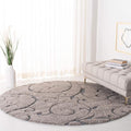SAFAVIEH Florida Shag Collection Area Rug - 10' Round, Grey & Light Blue, Scroll Design, Non-Shedding & Easy Care, 1.2-inch Thick Ideal for High Traffic Areas in Living Room, Bedroom (SG455-1160)