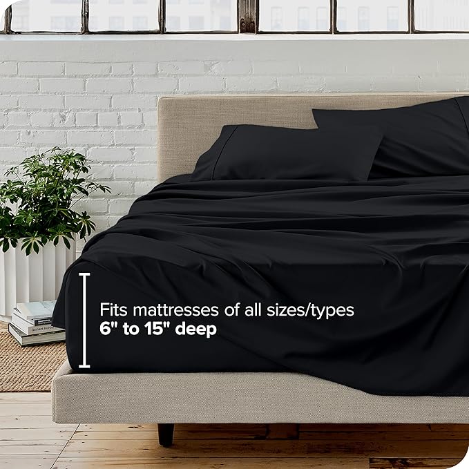 Bare Home California King Sheet Set - 1800 Ultra-Soft Microfiber Cal King Bed Sheets - Double Brushed - Deep Pockets - Easy Fit - 4 Piece Set - Bed Sheets (California King, Black)