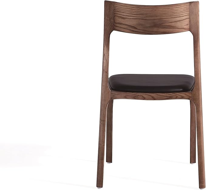 Manhattan Comfort Moderno Stackable Dining Chairs with Leatherette Upholstered Seat, Foam Padding & Solid Wood Frame, Suitable for Kitchen or Restaurant Usage, Set of 2, Black