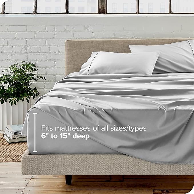 Bare Home Split King Sheet Set - 1800 Ultra-Soft Microfiber Double Brushed - Deep Pockets - 5 Piece Set - 2 Twin XL Fitted Sheets, 1 King Flat Sheet, and 2 King Pillowcases (Split King, Cloud Grey)