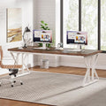 Tribesigns 78.7-Inch Executive Desk, Large Computer Office Desk Workstation, Modern Simple Style Laptop Desk Study Writing Table Business Furniture for Home Office (Rustic Brown/White, 78.7 Inch)