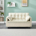 Ball & Cast Convertible Sofa Bed,Pull Out Loveseat Sleeper Sofa,Convertible Pull Out Couch W/ 2 Pillows,Adjustable Backrest & Side Pocket,Corduroy Futon Couches for Living Room,Apartment,Beige,54"
