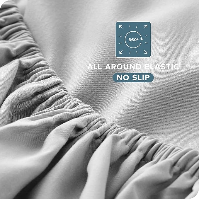 Bare Home Split King Sheet Set - 1800 Ultra-Soft Microfiber Double Brushed - Deep Pockets - 5 Piece Set - 2 Twin XL Fitted Sheets, 1 King Flat Sheet, and 2 King Pillowcases (Split King, Cloud Grey)