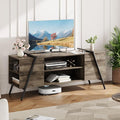 TV Stand for 65 60 55 50 Inch TV, 55" Mid Century Modern Entertainment Center with Adjustable Open Shelves & Metal Legs, Industrial Media Console Table for Living Room, Oak