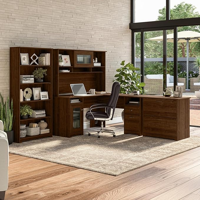 Bush Furniture Cabot 2 Drawer Lateral File Cabinet in Modern Walnut, Home Office Chest for Letter, Legal, and A4-size Document Storage