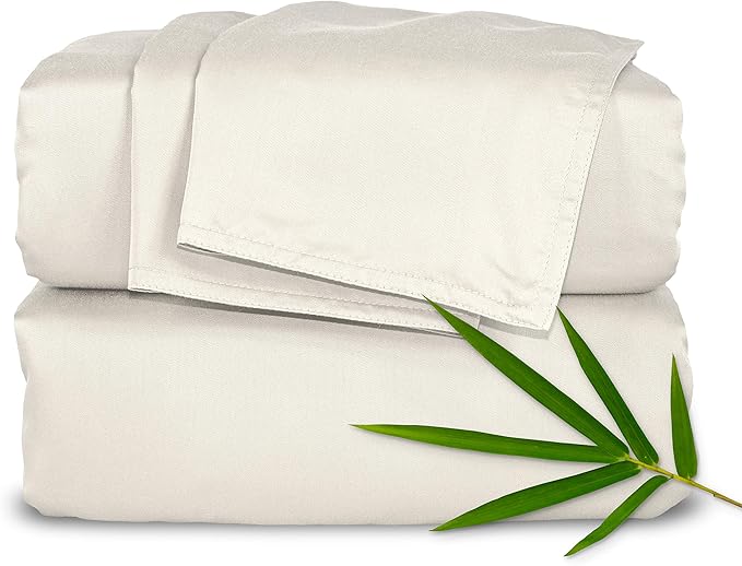 Short Queen Sheets by Pure Bamboo for RV Camper (60"x75") - Genuine 100% Organic Viscose Derived from Bamboo Bed Sheet Set, Soft & Cooling, Lifetime Quality Promise (Short Queen, Ivory)