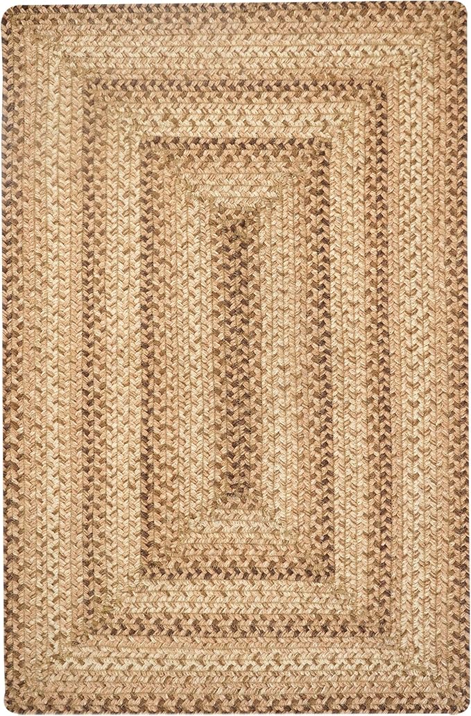 Homespice Cookie Dough Oval Braided Rugs 5x8' - Country Style Jute Brown Rugs for Living Room for Farmhouse Decor