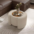 Furniture of America Lennox Modern Chenille 25-inch Round Storage Ottoman with Reversible Flip Top, Upholstered Footstool for Living Room, Bedroom, Entryway, Beige Pink