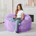 HABUTWAY 3FT Bean Bag Chair, 3' Large Bean Bag Chairs for Adults with Removable Stripe Plush Cover, Memory Foam Beanbag Chair for Living Room Bedroom Dorm (Purple)