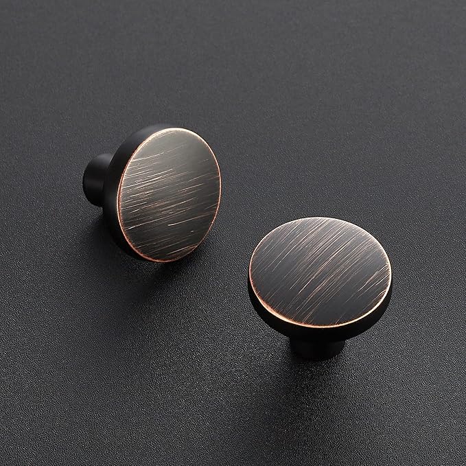 Ravinte 5 Pack Drawer Pulls 1-1/4 Inch Kitchen Cabinet Knobs Solid Round Dresser Drawer Knobs Oil-Rubbed Bronze Dresser Knobs Drawer Knobs Simple Cabinet Hardware for Cupboard Drawer Pulls