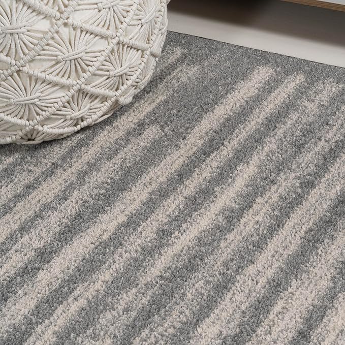 JONATHAN Y Khalil Modern Berber Stripe Gray/Cream Runner Rug, 2x8, Contemporary, Bohemian, Easy-Cleaning for Living Room, Bedroom, Kitchen, Pet Friendly, Non-Shedding (MOH207G-28)