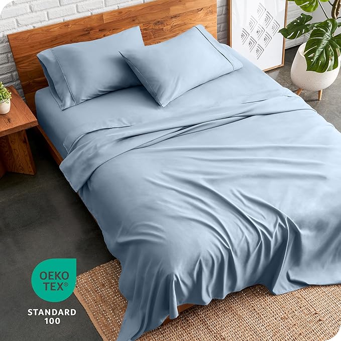 Bare Home King Sheet Set - Luxury 1800 Ultra-Soft Microfiber King Bed Sheets - Double Brushed - Deep Pockets - Easy Fit - 4 Piece Set - Bedding Sheets & Pillowcases (King, Dusty Blue)