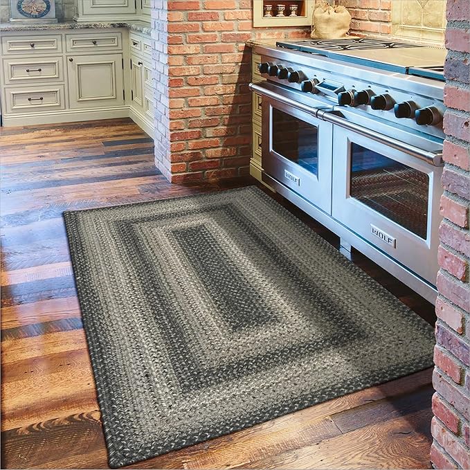 Homespice Flint Hill Braided Rugs Runners 22x72 - Gray Jute Kitchen Runner for Primitive Decor