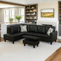 NicBex Sectional Couch 3 Pieces Sofa Set with Right Chaise Faux Leather L Shaped Cloud Couch for Living Room Furniture Sets with Storage Ottoman, Modular Sofa for Living Room & Apartment, Black