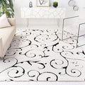 SAFAVIEH Florida Shag Collection X-Large Area Rug - 11' x 15', Ivory & Black, Scroll Design, Non-Shedding & Easy Care, 1.2-inch Thick Ideal for High Traffic Areas in Living Room, Bedroom (SG455-1290)