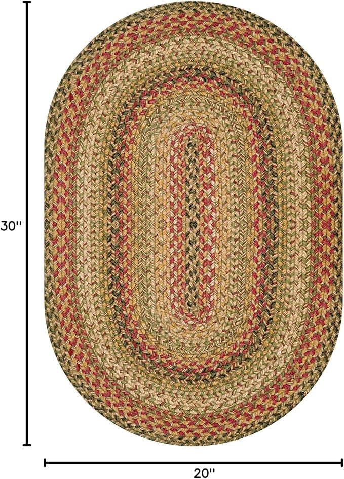 Kingston Oval Braided Rugs 20x30 – A Jute Braided Multi Colored Rug to Use in Kitchen, Entryway, and Bathroom