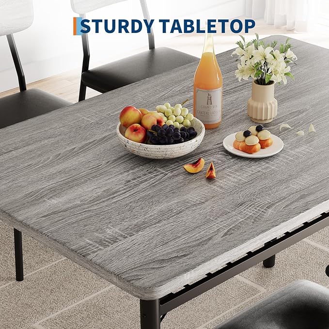 GAOMON 3-Piece Dining Table Set for 2, Wood Kitchen Table Set with Built-in Storage Rack,Small Kitchen Table with Upholstered Chairs and Metal Frame for Small Spaces，Gray